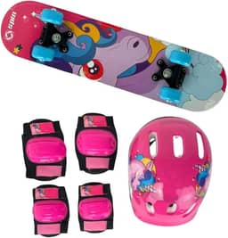 Skate Infantil Iniciante Montado Completo ate 35KG com Kit Proteção Capacete Joelheira Cotoveleira
