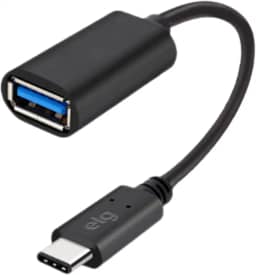 ELG, USBADP1, Cabo Adaptador OTG USB Tipo-C para USB-A Fêmea, Ampla Compatibilidade, USB 3.0, Conexão Plug & Play, Comprimento de 20cm, Preto