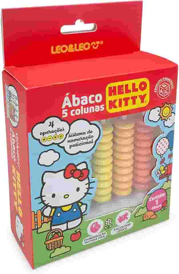Contador Ábaco, Leonora, Hello Kitty, 5 Colunas, 50 Argolas