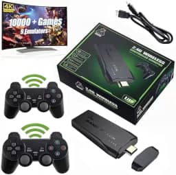 PRONLINE – Console de videogame para TV, controle sem fio de 2,4 g, USB embutido 10.000 Classic, 9 emuladores clássicos, saída HDMI para TV com controles sem fio duplos de 2,4 G – Jogos 4K Ultra HD