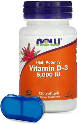 Vitamina D.3 Now Foods 120 Softgels + Porta Cápsulas