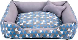 Cama para Cachorro Médio 60X50 Com Zíper Estampa Geométrico Turquesa Cinza