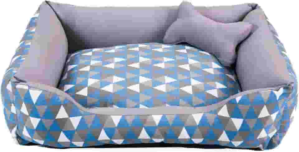 Cama para Cachorro Médio 60X50 Com Zíper Estampa Geométrico Turquesa Cinza