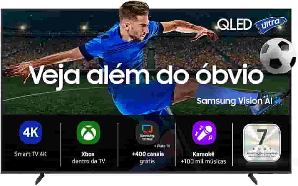 Samsung Vision AI TV 43" QLED Ultra 4K QEF1 2025, Pontos Quânticos, Processador com AI, Art Store, Alexa