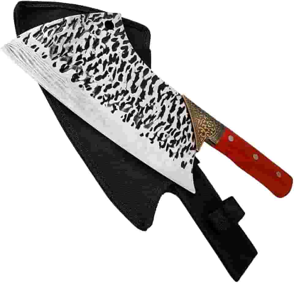 Cutelo Artesanal Linha Damasco Lamina n° 9 Aço Inox com Cabo de Madeira e Bainha