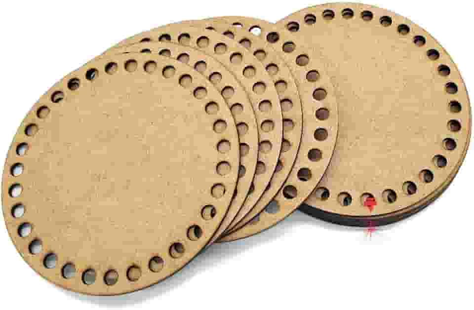 05 Peças para Base de Crochê Fio de Malha MDF 15cm