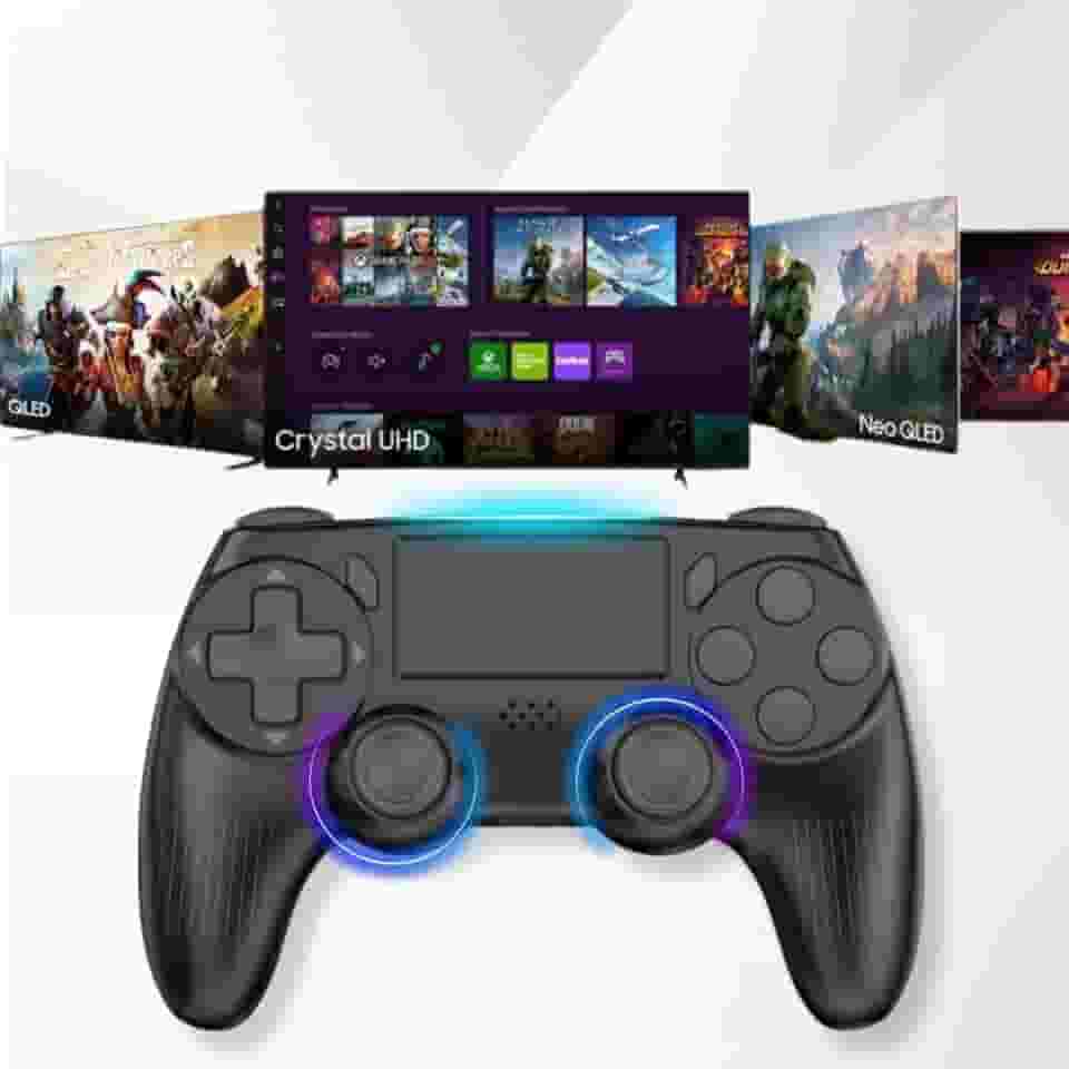 Controle Sem Fio Bluetooth Joystick Manete Compatível Com PS4 Slim Pro PC Gamer Dualshock Playstation Preto- Linha Prime