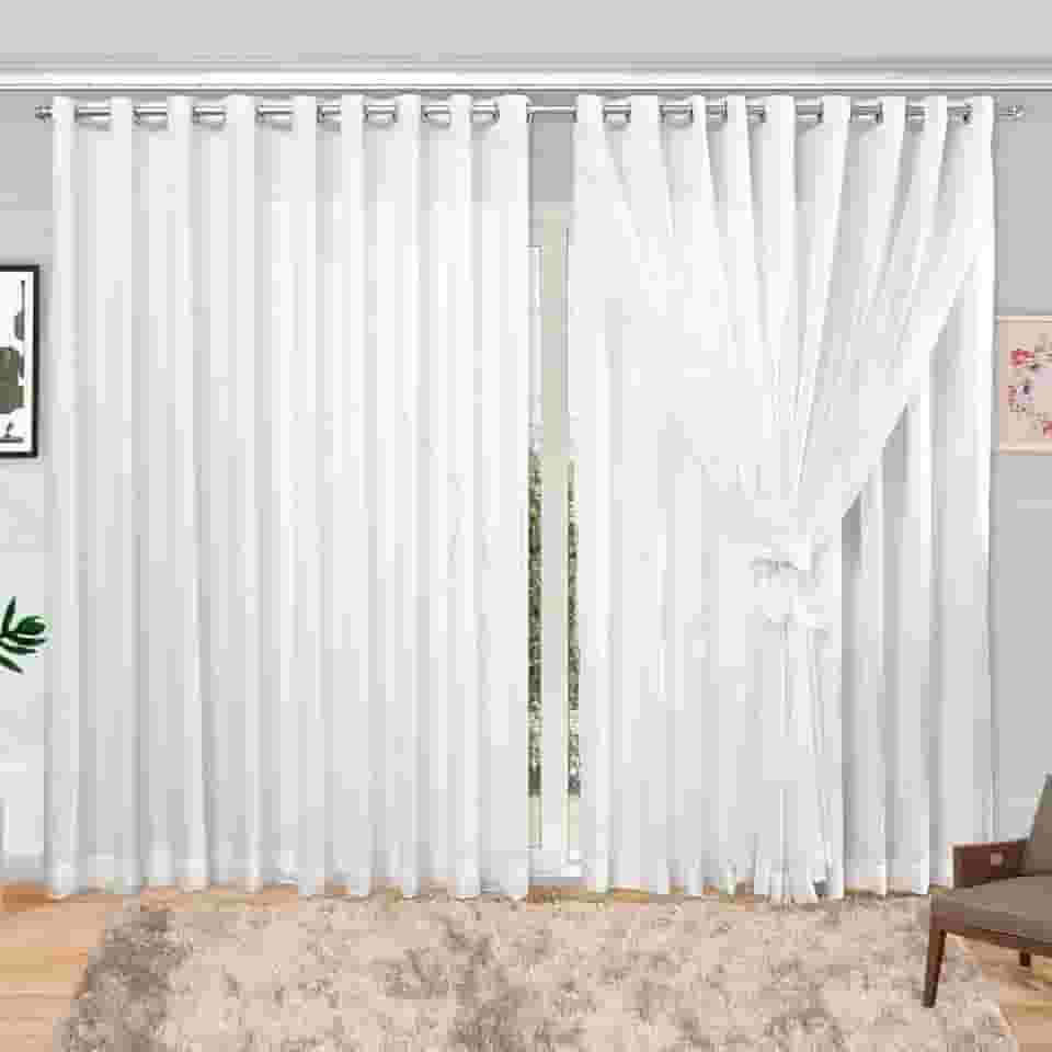 Cortina de Voil com Forro Microfibra 6,00m x 2,70m - Branco