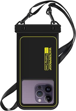 Bolsa de telefone à prova d'água flutuante, capa de telefone IP68 à prova d'água para iPhone 16 Pro 15 14 13 12 11 Pro Max Samsung Google, bolsa seca com cordão ajustável, até 6,7 polegadas preta