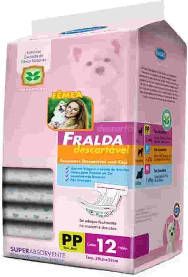 Chalesco Fralda Descartável Cães Fêmeas Branco/Rosa Extra Pequeno 12 Unidades