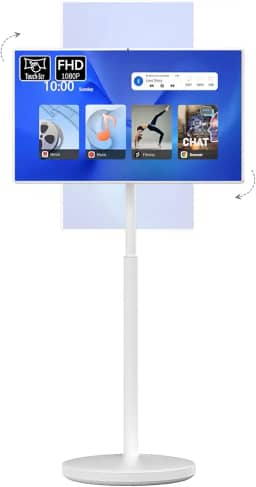 Chengying Monitor portátil inteligente FHD de 32 polegadas com tela sensível ao toque e sistema operacional Android | Bateria embutida | Webcam | Rotação giratória completa