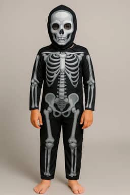 Fantasia Infantil Esqueleto Caveira Criança Halloween Unissex Roupa Mascara Luxo