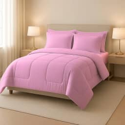 Kit Edredom Casal Jogo de Cama Leve Para Verão (6 Peças, Rose)