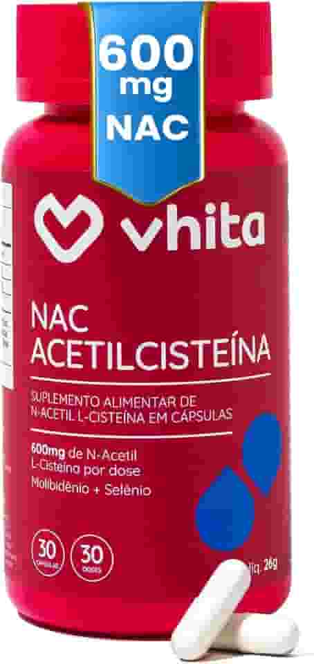 Vhita NAC N-acetil L-cisteína 600mg, Suplemento Com Selênio e Molibdênio, 30 Cápsulas
