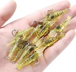 Kit 10 Isca Artificial Camarão Silicone Aromatizada Anzol Pesca