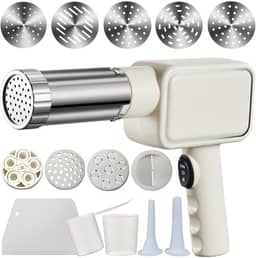 Máquina elétrica de massa, máquina de fazer macarrão portátil, máquina de macarrão sem fio, com moldes e cortador modeladores, branca