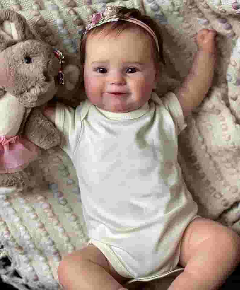 Brastoy Boneca Bebê Reborn Corpo de Silicone Menina Pintado Realista Original (48cm Olhos Castanhos Menina)