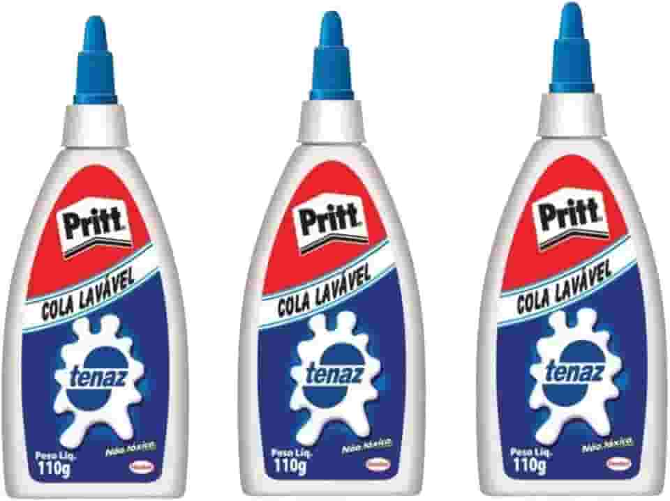 Kit 3 Cola - Tenaz Branca 110g Lavável Escolar Pritt