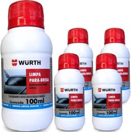 Kit 5 Limpa Para Brisa Wurth 100Ml Fluido Limpador de Vidros Automotivo