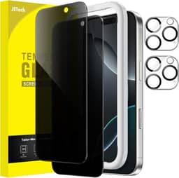 JETech Película de Vidro Temperado de Privacidade para iPhone 16 Pro 6,3 Polegadas com Protetor de Lente de Câmera, Protetor de Tela Anti-Espião, Ferramenta de Fácil de Instalar, 2 Pacotes Cada