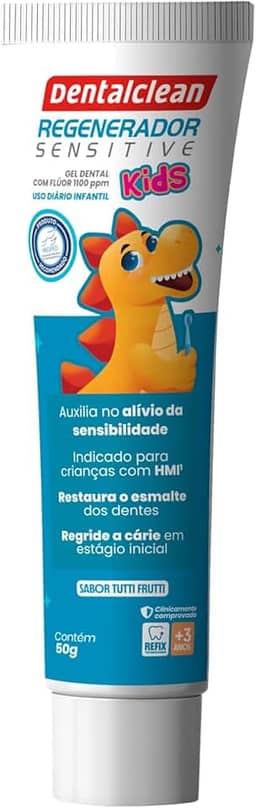 Dentalclean Gel Dental Infantil Regenerador Kids 50g com Flúor