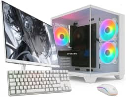 PC Gamer Completo Skill Apex Series, AMD Ryzen 5 5500, Radeon RX 580 8GB, 16GB DDR4, SSD 512GB M.2, Monitor LED 24" 180Hz, Branco SAS008