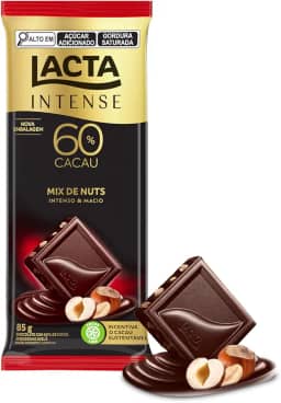 Chocolate Lacta Intense Amargo 60% Cacau Mix De Nuts 85g