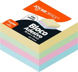 BLOCO ADESIVO COLORIDO PASTEL 76MMx76MM - SHRINK C/ 1 BLOCO COLORIDO 400F JOCAR OFFICE