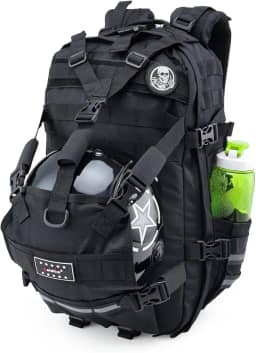 Mochila de capacete de motocicleta, estilo caveira, grande capacidade, impermeável, bolsa de armazenamento de capacete, para homem, ciclismo, viagem, equipamento de motocicleta (preto)