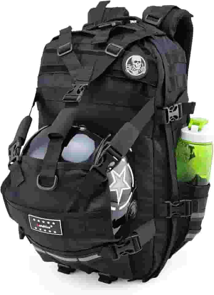 Mochila de capacete de motocicleta, estilo caveira, grande capacidade, impermeável, bolsa de armazenamento de capacete, para homem, ciclismo, viagem, equipamento de motocicleta (preto)