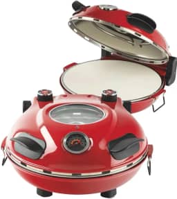 Forno de pizza elétrico completo Italiano para cozinhar em casa com a família Vermelho 110v para assar pães e tortas com prato de cerâmica e Duplo controle de Temperatura superior e inferior 430c