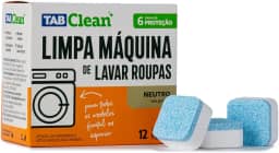 Limpa Maquina de Lavar Roupas em Tabletes/Pastilhas TabClean kit c/12 unds de 15g (180g) 12 Ciclos de Limpeza e Higienização para todas as maquinas de Lavar Roupas c/tampa frontal ou superior.