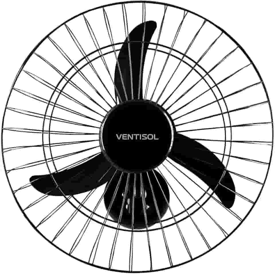 Ventisol Ventilador de Parede Oscilante, 3 Pás Premium, Preto, 50cm, Bivolt