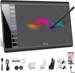 Tablet de desenho gráfico UGEE M708 V2, para Android e Windows, 25 x 15 cm, ultrafino, grande, para desenho gráfico, bloco de arte com 8 teclas de atalho, caneta sem bateria com 8.192 níveis para
