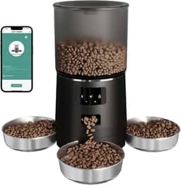 6L Alimentador automático para 3 gatos e 3 cães pequenos, alimentador cronometrado, dispensador de comida para cães e gatos para pequenos animais de estimação