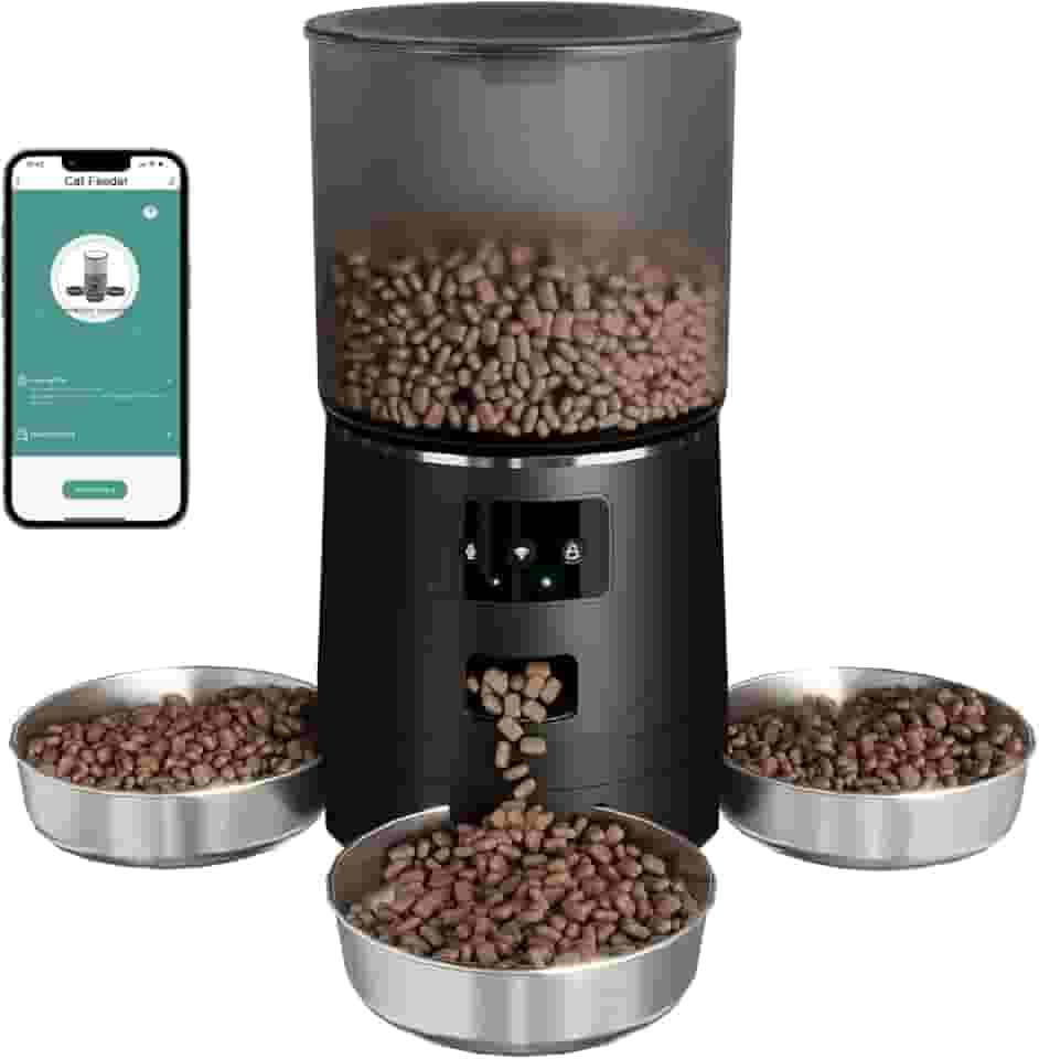 6L Alimentador automático para 3 gatos e 3 cães pequenos, alimentador cronometrado, dispensador de comida para cães e gatos para pequenos animais de estimação