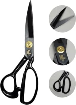 LANMAX Tesoura Alfaiate Costura Reforçada Titanium Profissional 8'' Preta
