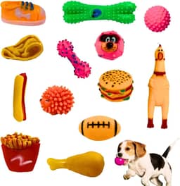 Kit 5 Brinquedo para Filhote Mordedor para cachorros Bolinha Pet Galinha Sonoro