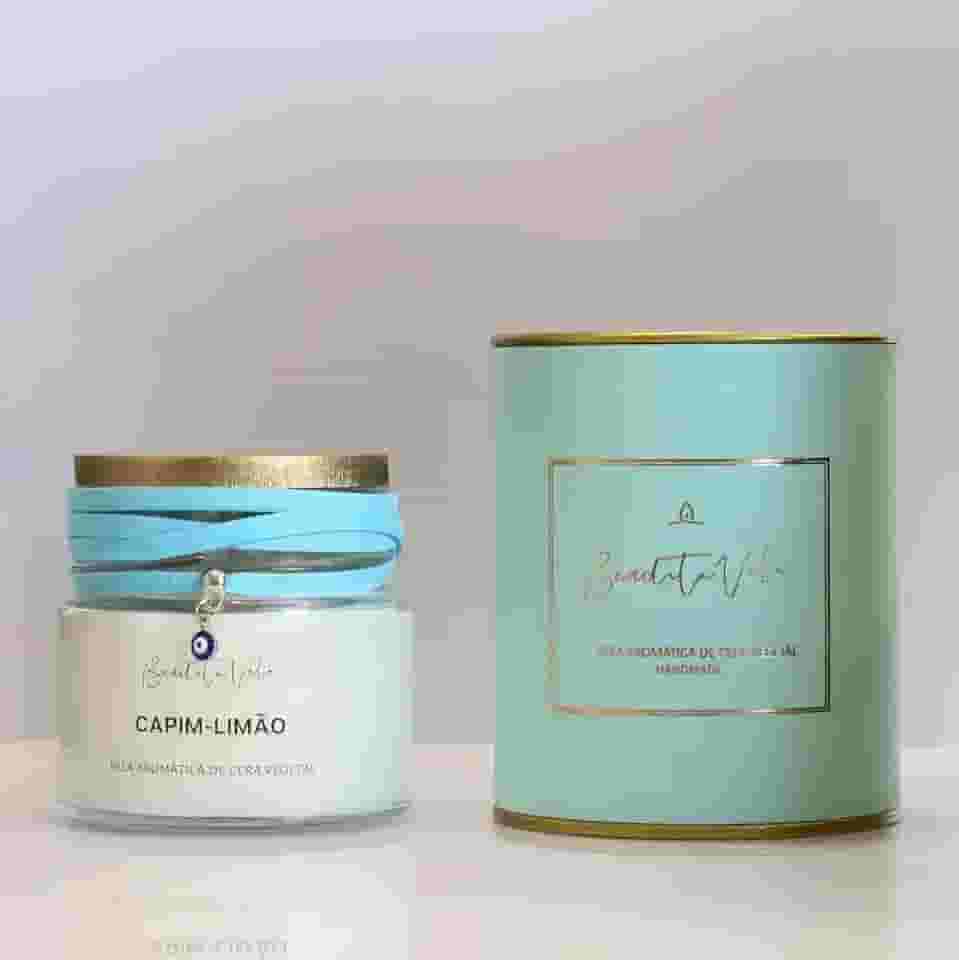 Vela Vegetal Aroma Capim Limão Vidro Og - Bendita Vela