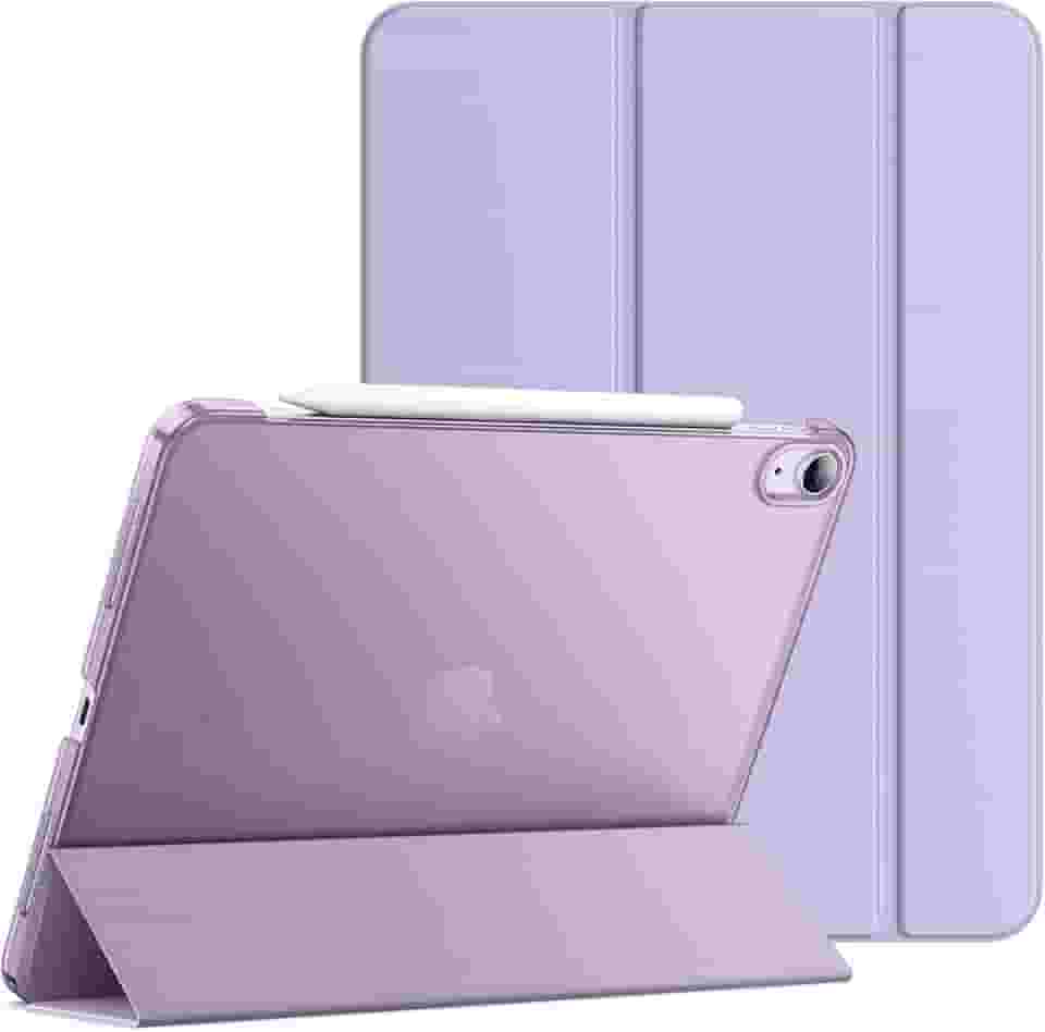 JETech Capa para iPad Air 11 Polegadas M3/M2 (2025/2024), iPad Air 5/4 (10,9 Polegadas, Modelo 2022/2020), Capa Traseira Rígida com Suporte Fino e Ativação/Repouso Automático (Luz Roxa)