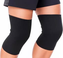 KIT com 2 Joelheira de poliester preta Lisa Elástica Ortopédica De Compressão Dores Ortopédica Recuperação - SHACK