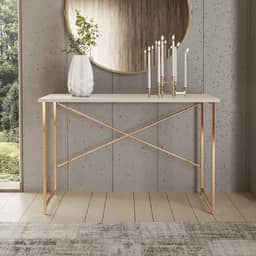 Aparador Steel 90 cm Estilo Industrial com Pés em Aço Cor: Cobre/Off White