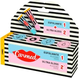 Carmed Kit SOS Lábios Esfoliante + Ultra Gloss Brilho Aroma Algodão Doce 10g Cimed