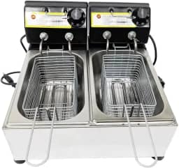 Fritadeira Elétrica 2 Cubas Industrial com Oleo 5 Litros, 1500W, Resistência em Aço Inox, Controle de Temperatura 50-300° (110V)