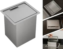 Lixeira de Embutir Quadrada em Aço Inox 304 para Bancada e Pia de Cozinha - 4,5L Antiodor, Compacta, Resistente e Elegante - TLPRO
