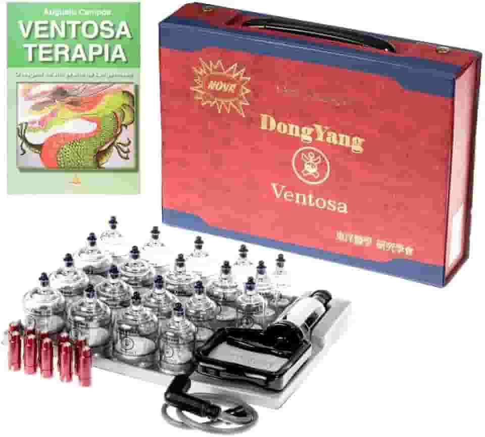 Kit de Ventosa 19 Copos Dong Yang com livro de Ventosaterapia