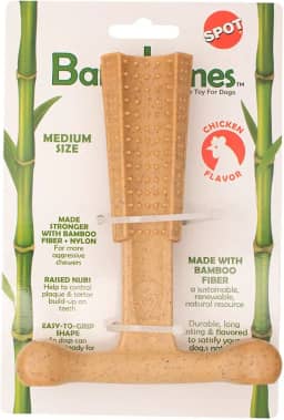 JAMBO PET | Osso Mordedor Para Cachorro | Bamboobone T | Fortalece Dentes E Musculatura Bucal | Resistente | Feito em Bamboo| Sabor Frango | Tamanho Médio