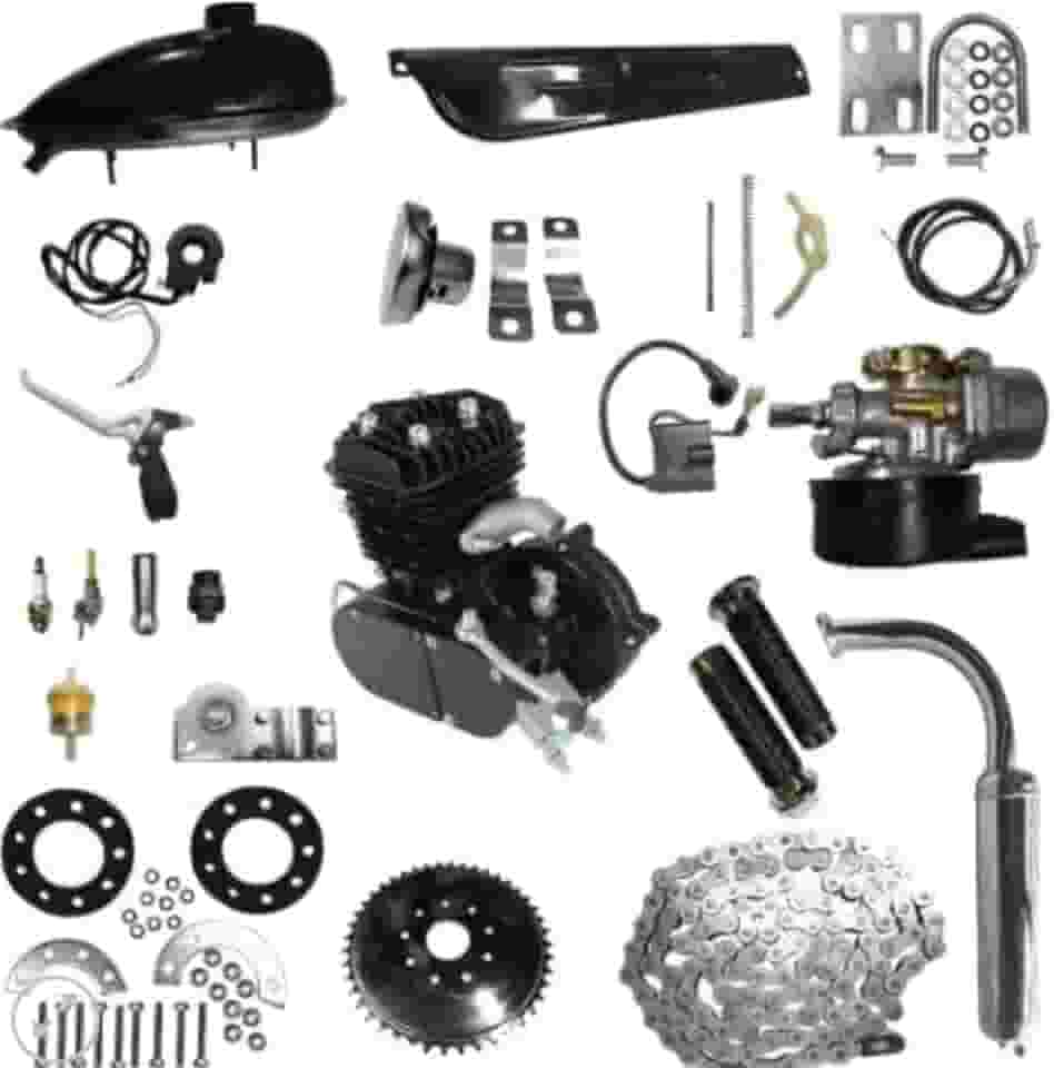 Kit Motor para Bicicleta Motorizada 80cc, 2 Tempos, Completo com Corrente e Acessórios (Preto)