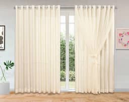 Cortina de Voil Liso com Forro Microfibra (4 METROS, PALHA)