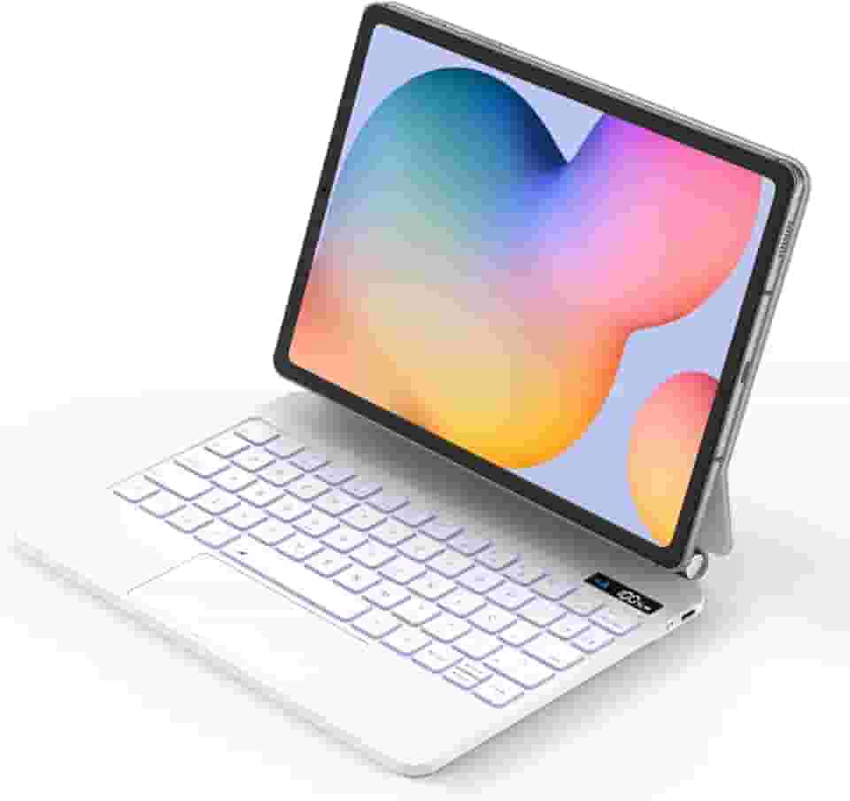 BETTDOW Capa com Teclado e Trackpad para Samsung Galaxy Tab S6 Lite 10.4" Polegadas, Capa com teclado Bluetooth sem fio destacável magneticamente,Teclado com LCD Display (Branco)